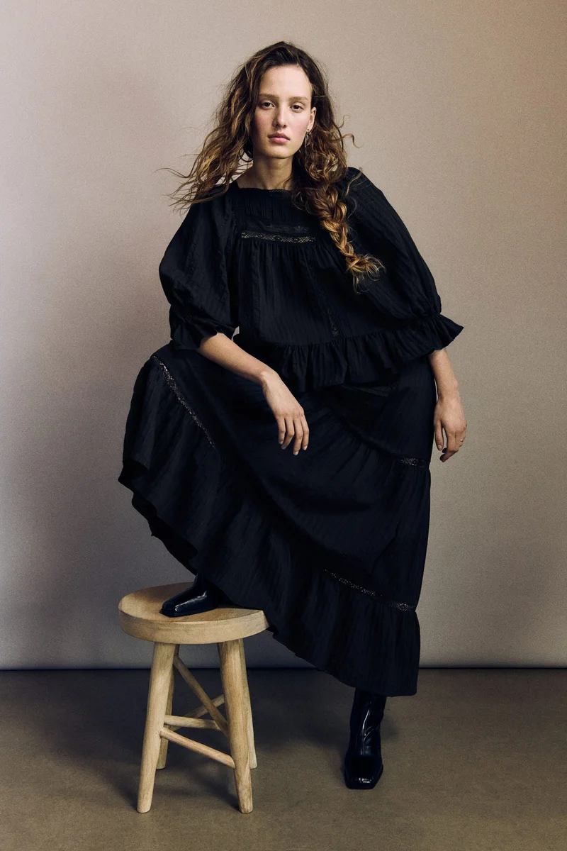 H&M Lace-inset maxi skirt